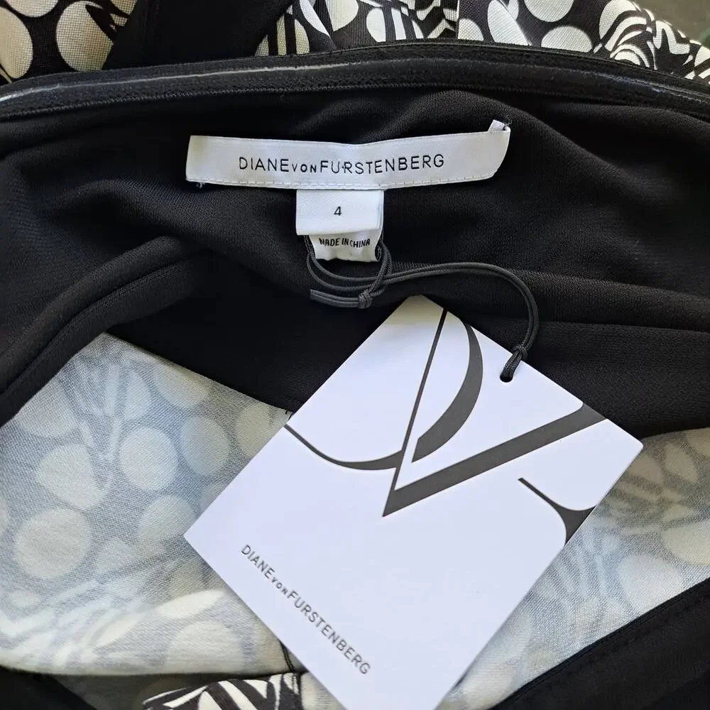 DVF Amelia Halter Wrap Dress Star Print Black White Size 4 NWT Classic Party - Picture 8 of 15